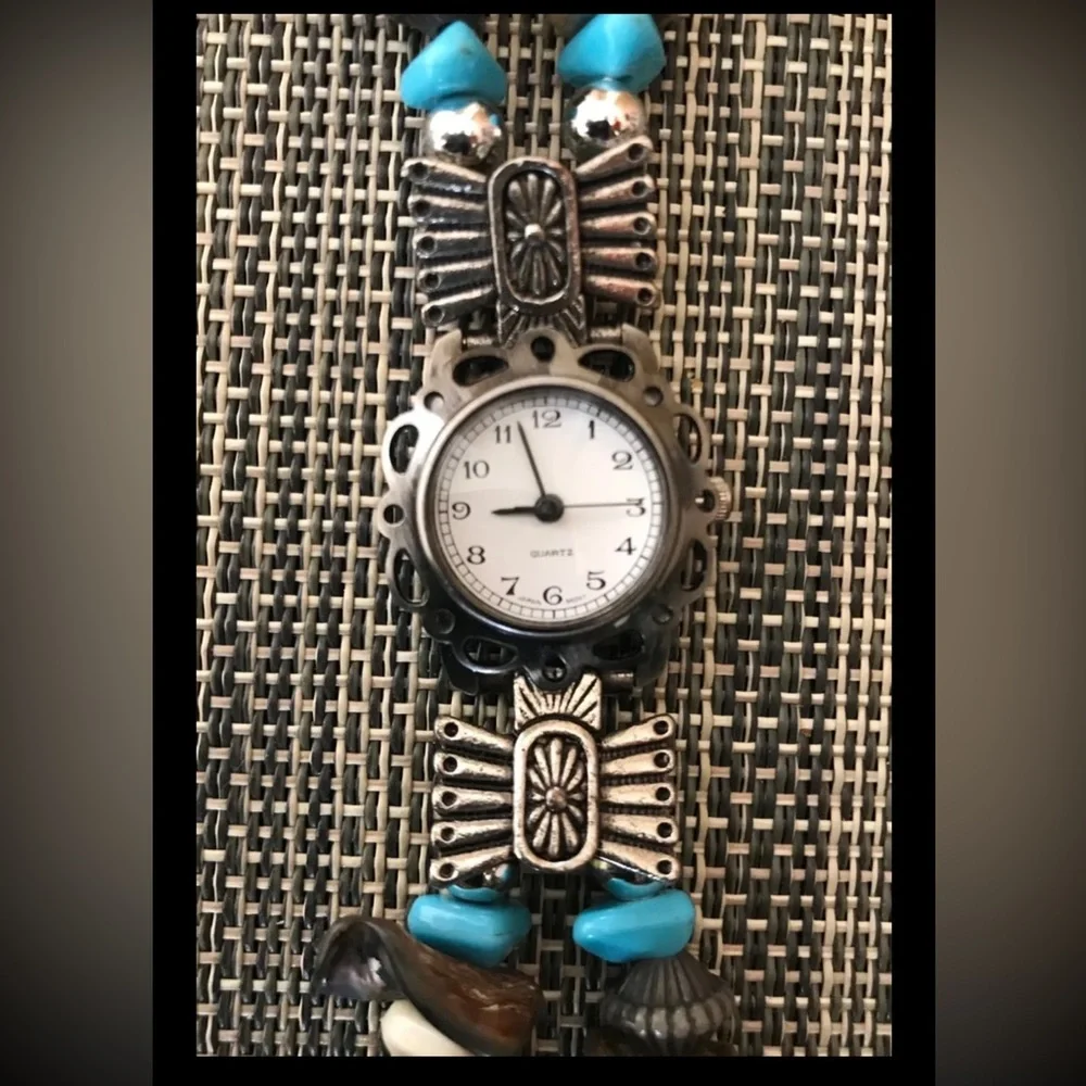 Southwestern Design Watch with Charms Beads 7.5”